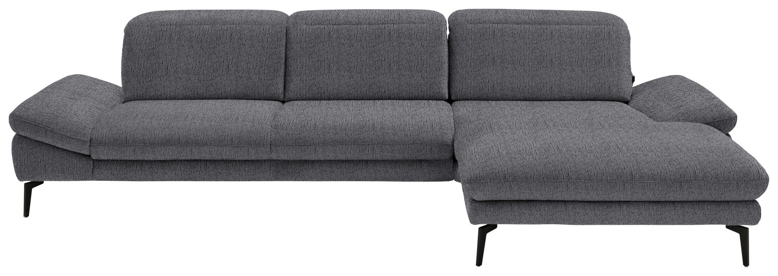 ECKSOFA in Chenille Anthrazit  - Anthrazit/Schwarz, Design, Textil/Metall (319/188cm) - Beldomo System