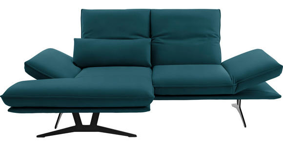 ECKSOFA  in Echtleder Petrol  130/210 cm  - Gelb/Petrol, Design, Leder/Metall (130/210cm) - Dieter Knoll