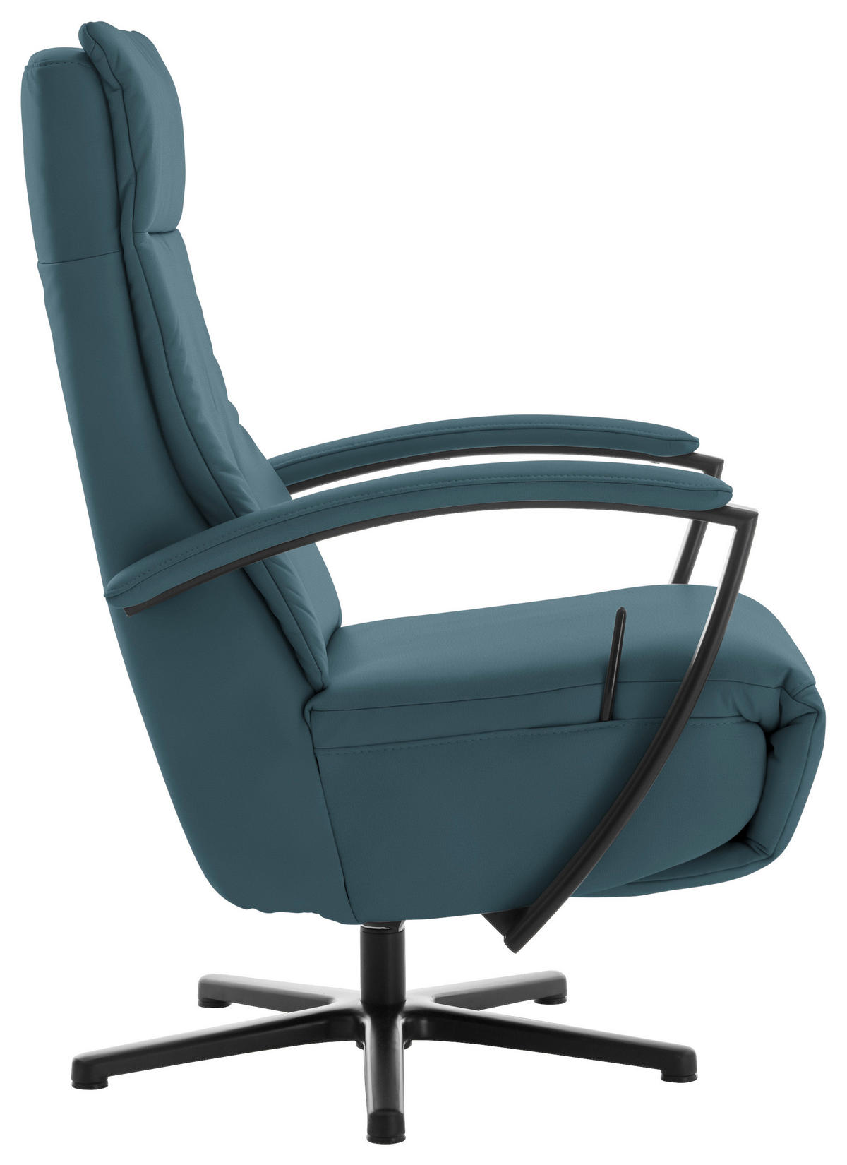 RELAXSESSEL in Leder Blau  - Blau/Schwarz, Design, Leder/Metall (76/112/83cm) - Beldomo Speed