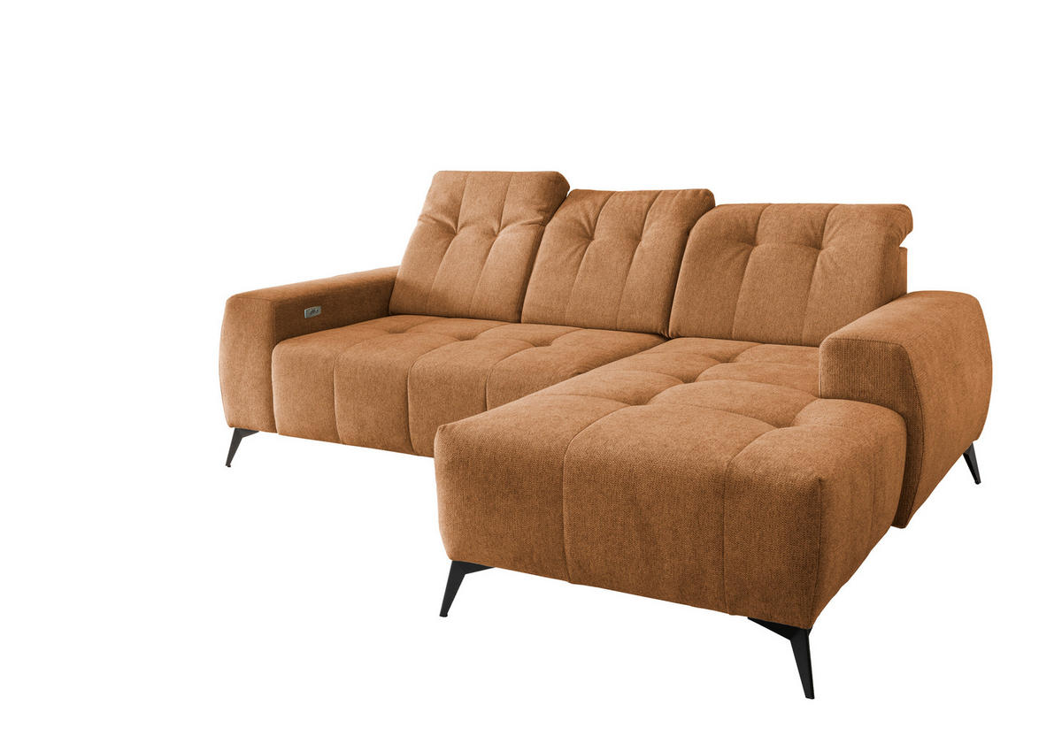 ECKSOFA in Chenille Currygelb  - Currygelb/Schwarz, Modern, Textil/Metall (258/180cm) - Livetastic