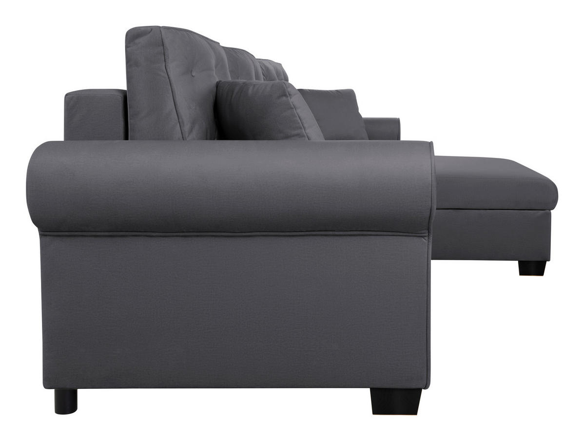 ECKSOFA in Dunkelgrau  - Dunkelgrau/Buchefarben, Design, Holz/Textil (266/161cm) - MID.YOU