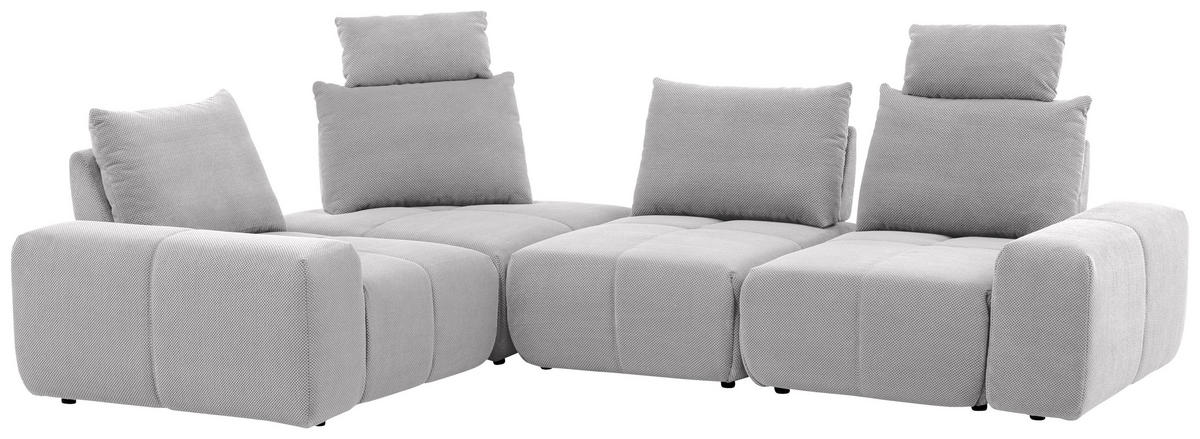 ECKSOFA in Velours Silberfarben  - Silberfarben/Schwarz, Design, Kunststoff/Textil (236/326cm) - Xora