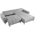 ECKSOFA in Chenille Hellgrau  - Hellgrau/Schwarz, KONVENTIONELL, Holz/Textil (266/180cm) - Carryhome