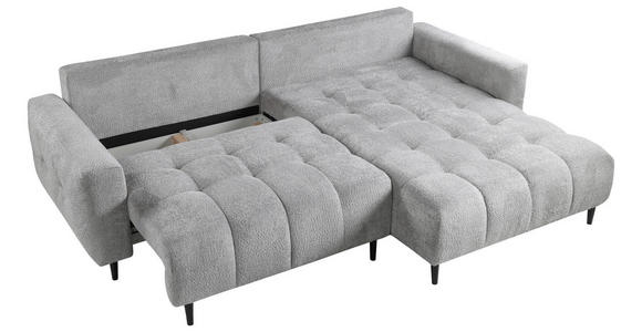 ECKSOFA in Chenille Hellgrau - Hellgrau/Schwarz, KONVENTIONELL, Holz/Textil (266/180cm) - Carryhome