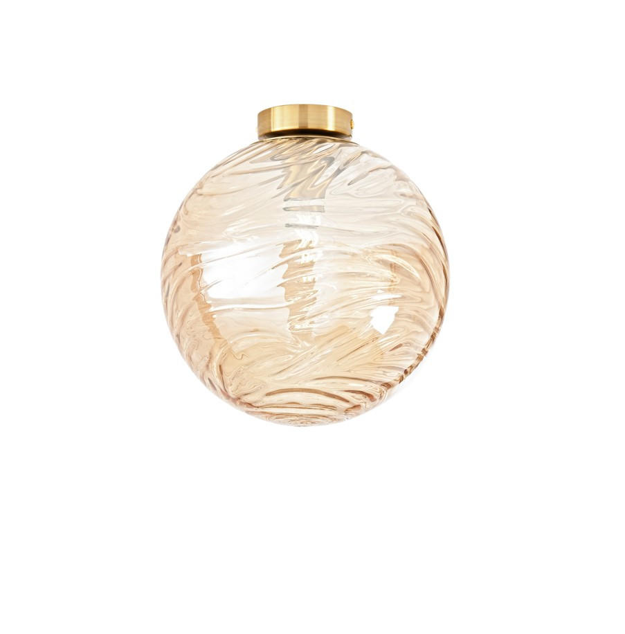 DECKENLEUCHTE Luce Ambiente e Design 30/30 cm   - Goldfarben/Bernsteinfarben, KONVENTIONELL, Glas/Metall (30/30cm)