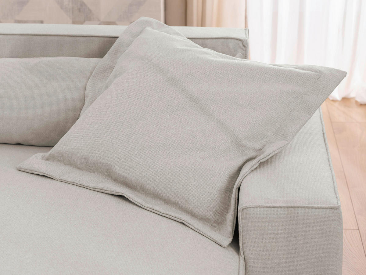 ECKSOFA Webstoff Beige  - Beige/Schwarz, Design, Kunststoff/Textil (251/142cm) - P & B