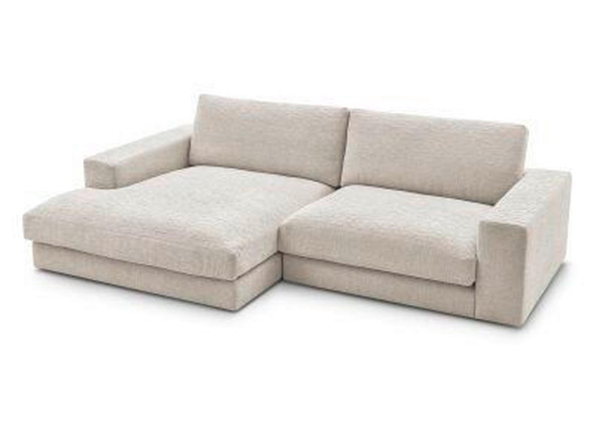 ECKSOFA Ottomane links  LEONARD  Beige Struktur  - Beige/Schwarz, MODERN, Kunststoff/Textil (159/274cm)