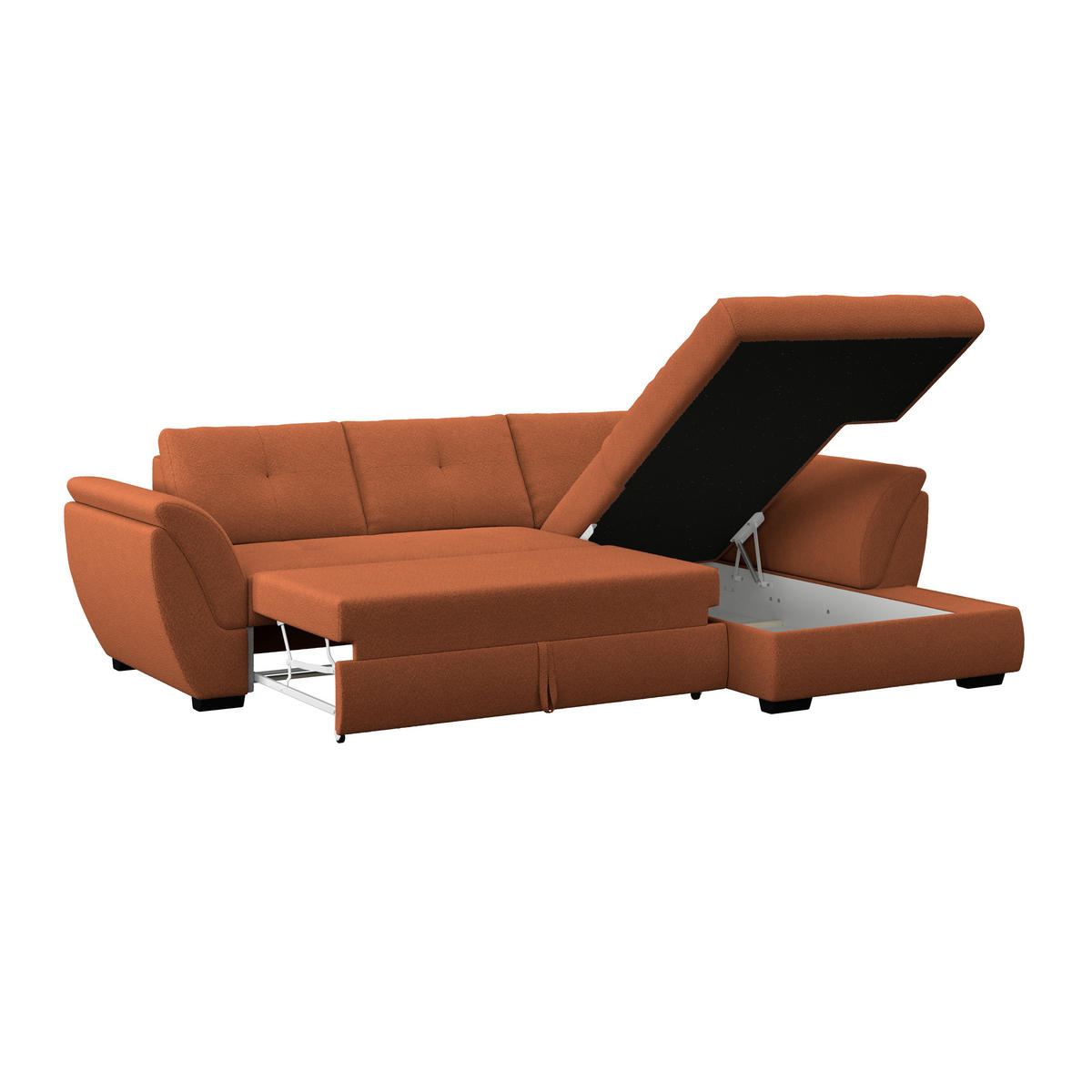 ECKSOFA Terracotta  - Terracotta/Schwarz, Konventionell, Textil (278/187cm) - MID.YOU