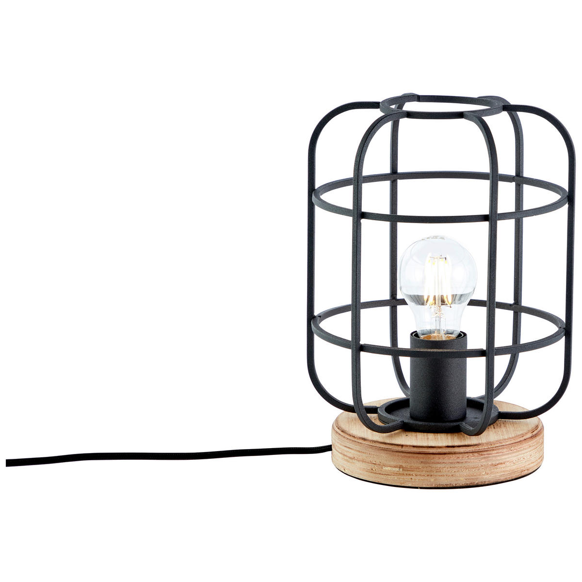 TISCHLEUCHTE - Schwarz/Braun, Design, Holz/Metall (20/26,5cm) - Brilliant