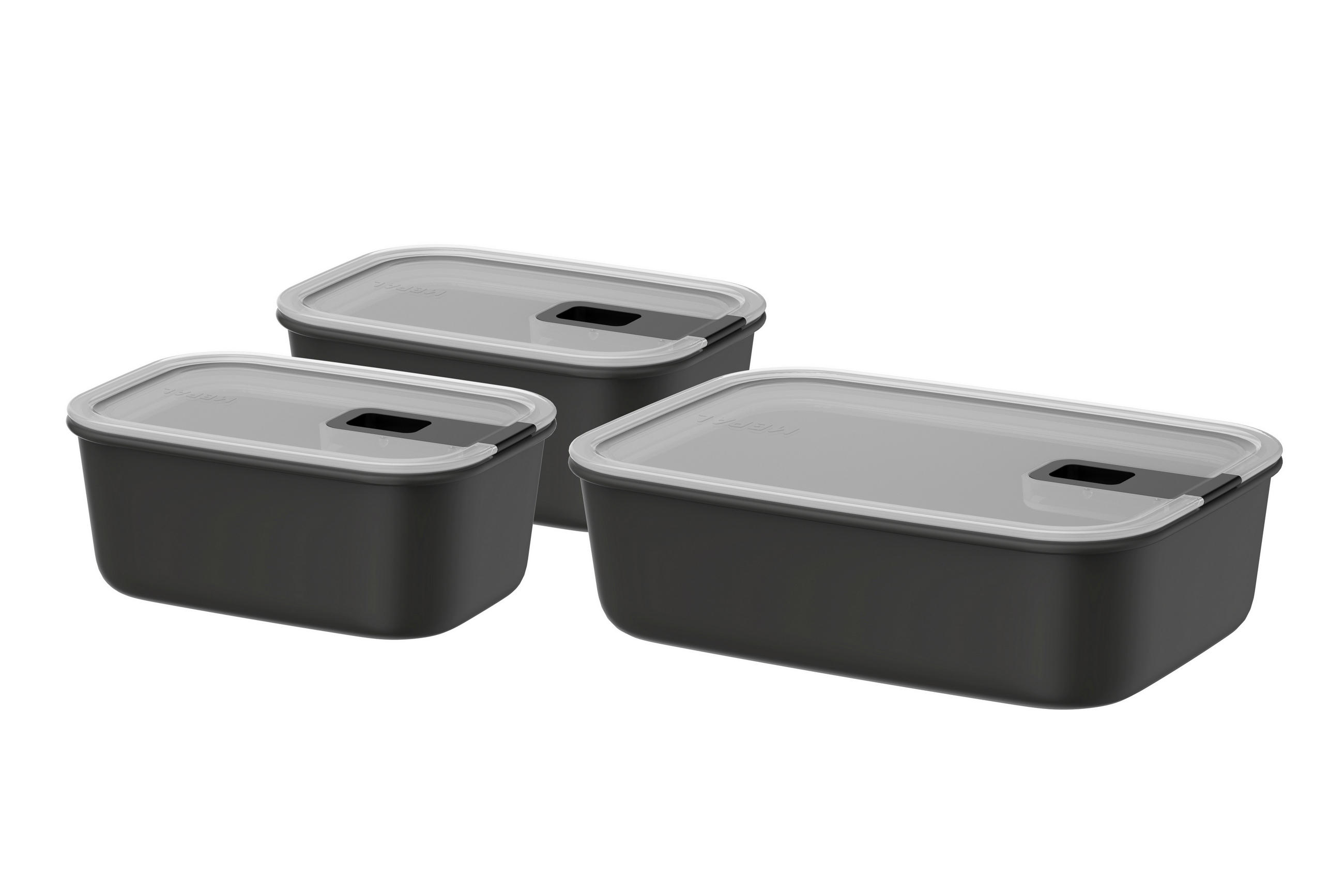 VORRATSDOSENSET 3-teilig  - Klar/Schwarz, Basics, Kunststoff (17,2/14,8/24,2cm) - Mepal