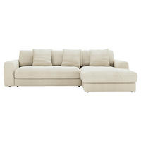 ECKSOFA in Cord Creme  302/182 cm  - Creme/Schwarz, MODERN, Kunststoff/Textil (302/182cm) - Carryhome