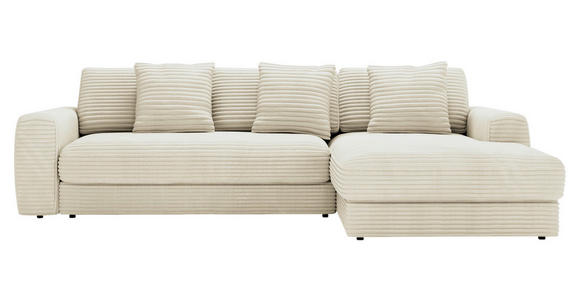 ECKSOFA in Cord Creme  302/182 cm  - Creme/Schwarz, MODERN, Kunststoff/Textil (302/182cm) - Carryhome
