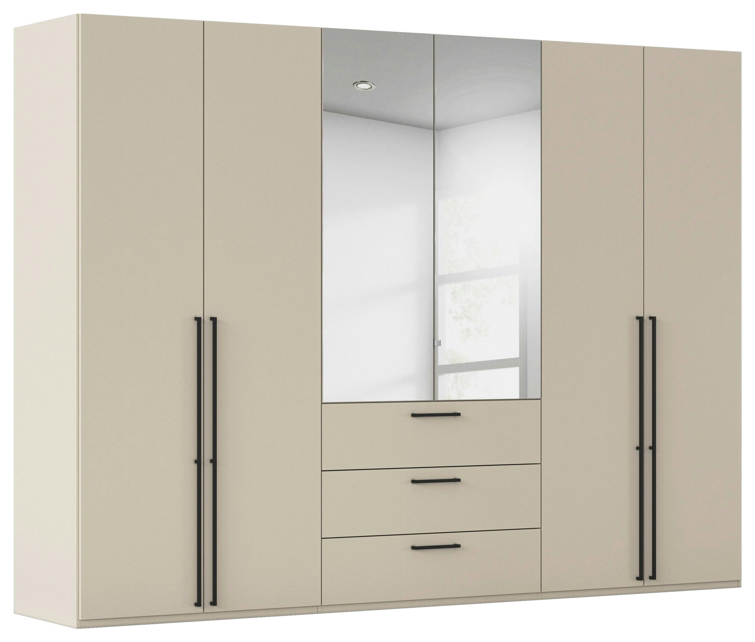 DREHTÜRENSCHRANK 301/223/61 cm,  in Champagner, 6-türig  - Chromfarben/Champagner, Basics, Glas/Holzwerkstoff (301/223/61cm) - Novel