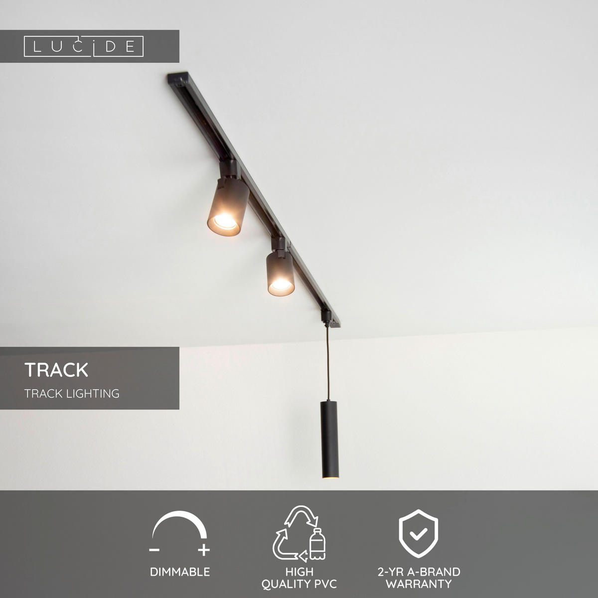 SCHIENENSYSTEM Track 17.7/3.5/1.8 cm  - Schwarz, Design, Kunststoff (17.7/3.5/1.8cm) - Lucide