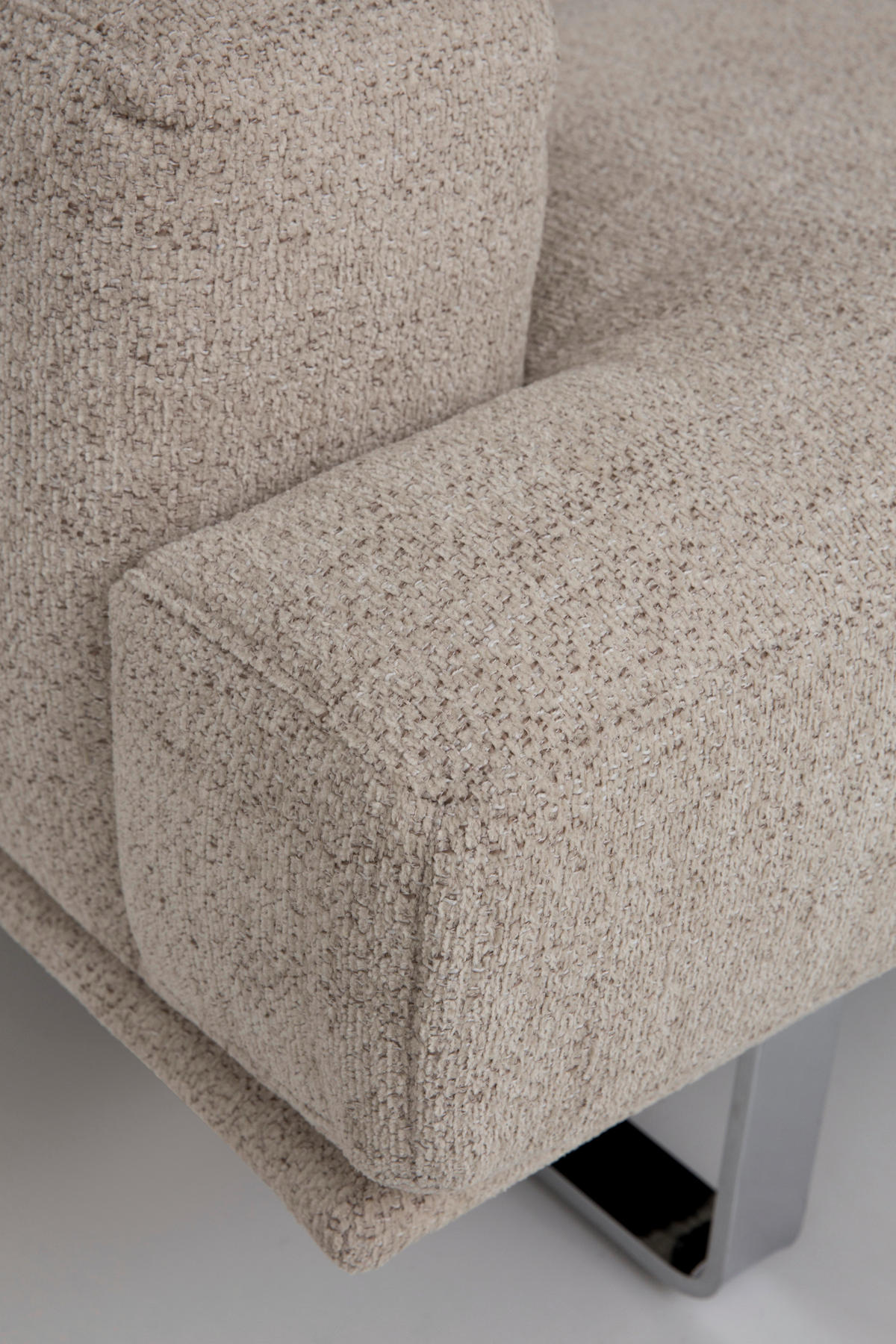 ECKSOFA in Flachgewebe Hellgrau  - Chromfarben/Hellgrau, Design, Textil/Metall (304/184cm) - Dieter Knoll