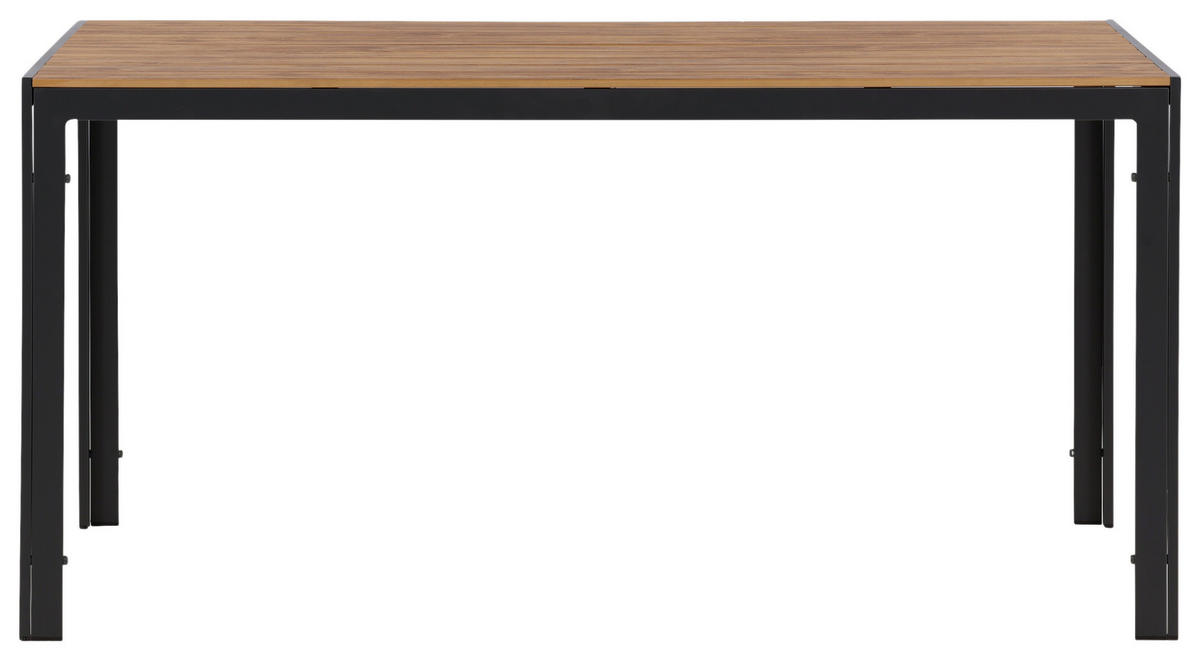 GARTENTISCH 150/90/75 cm Metall, Kunststoff rechteckig  - Schwarz/Naturfarben, KONVENTIONELL, Kunststoff/Metall (150/90/75cm) - Gardenson