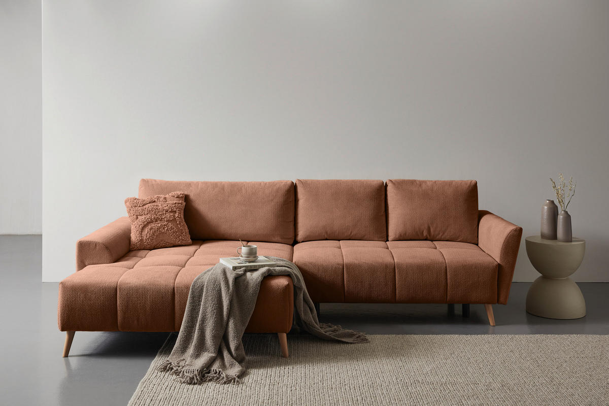 ECKSOFA in Webstoff Dunkelorange  - Buchefarben/Dunkelorange, KONVENTIONELL, Holz/Textil (169/294cm) - Carryhome