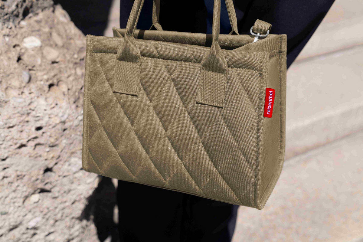 EINKAUFSTASCHE Daily shopper XS rhombus olive  - Olivgrün, Basics, Textil (27/21/14cm) - Reisenthel