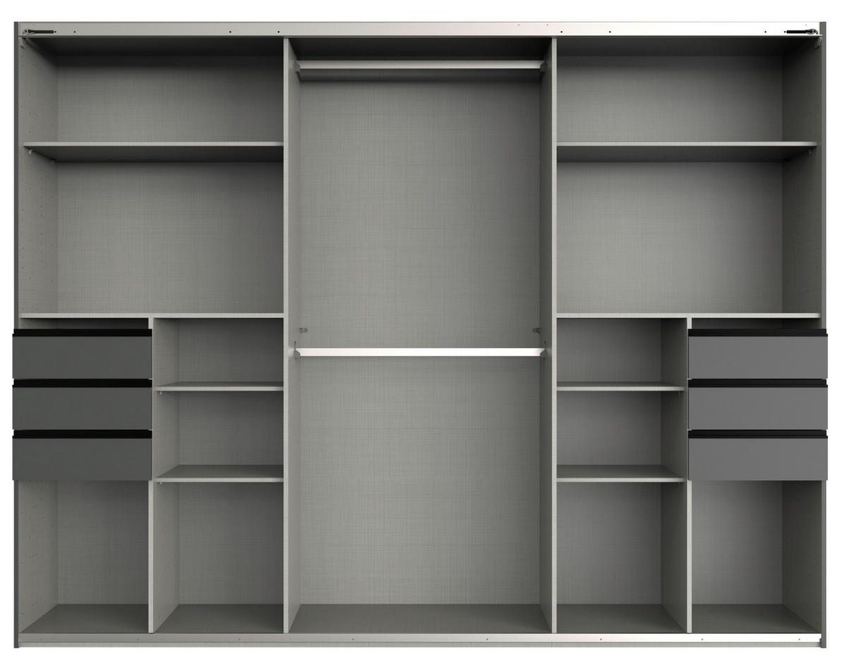SCHWEBETÜRENSCHRANK 270/208/64 cm 3-türig Beige, Greige  - Greige/Beige, MODERN, Glas/Holzwerkstoff (270/208/64cm) - MID.YOU
