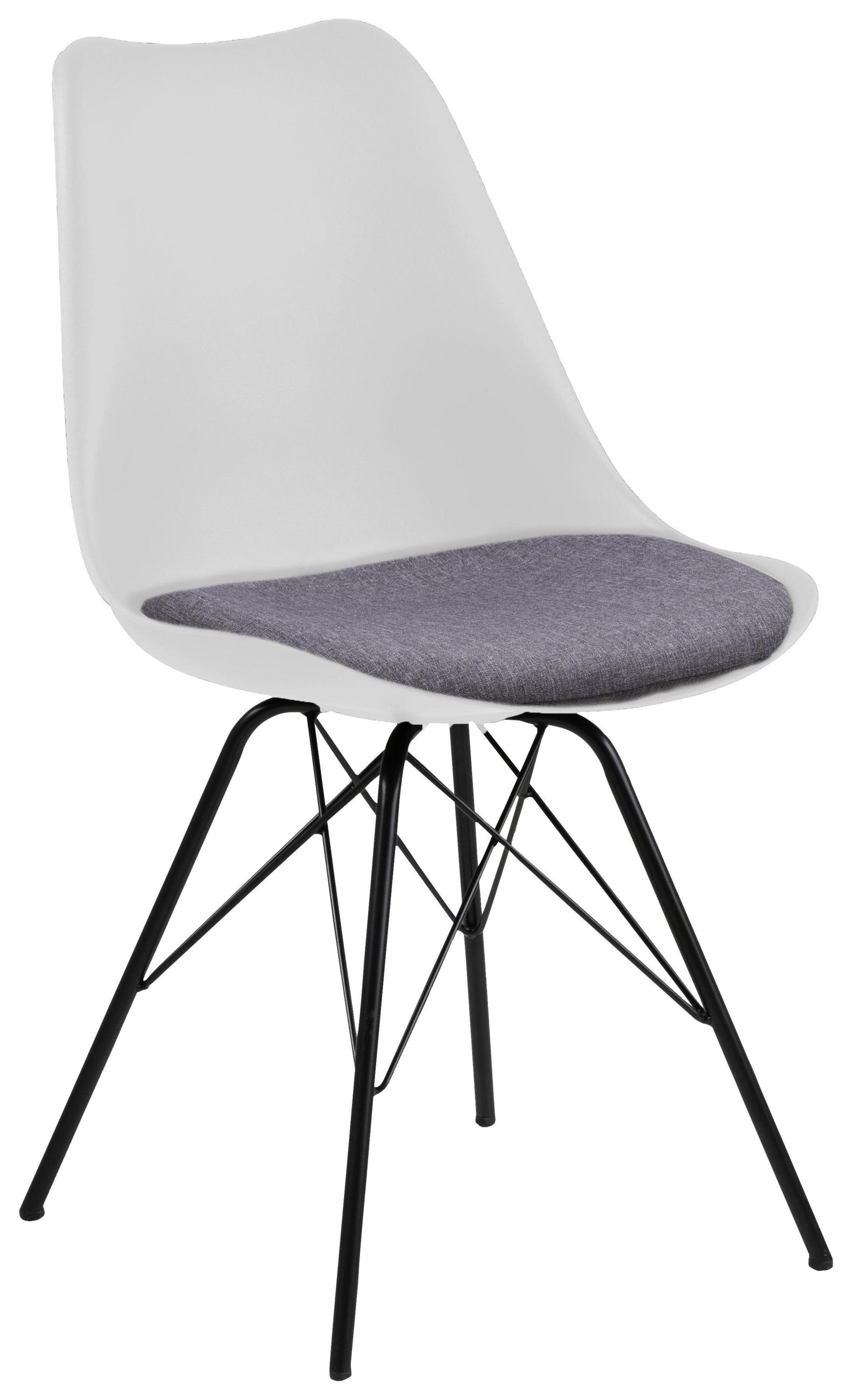 Stuhl in Metall, Kunststoff Schwarz, Weiß, Hellgrau