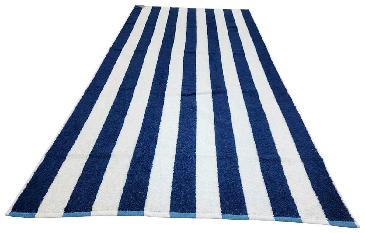 PEŠKIR ZA PLAŽU 90/180 cm , plava, bela  - bela/plava, Osnovno, tekstil (90/180cm) - Esposa