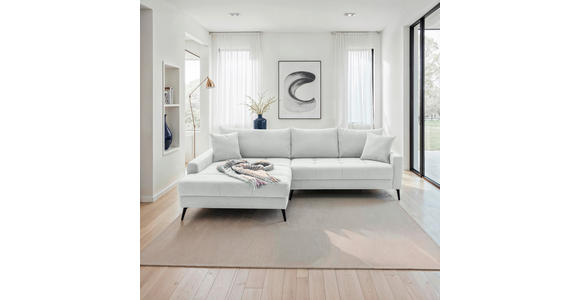 ECKSOFA  in Cord Elfenbein  173/280 cm  - Elfenbein/Schwarz, KONVENTIONELL, Textil/Metall (173/280cm) - Hom`in