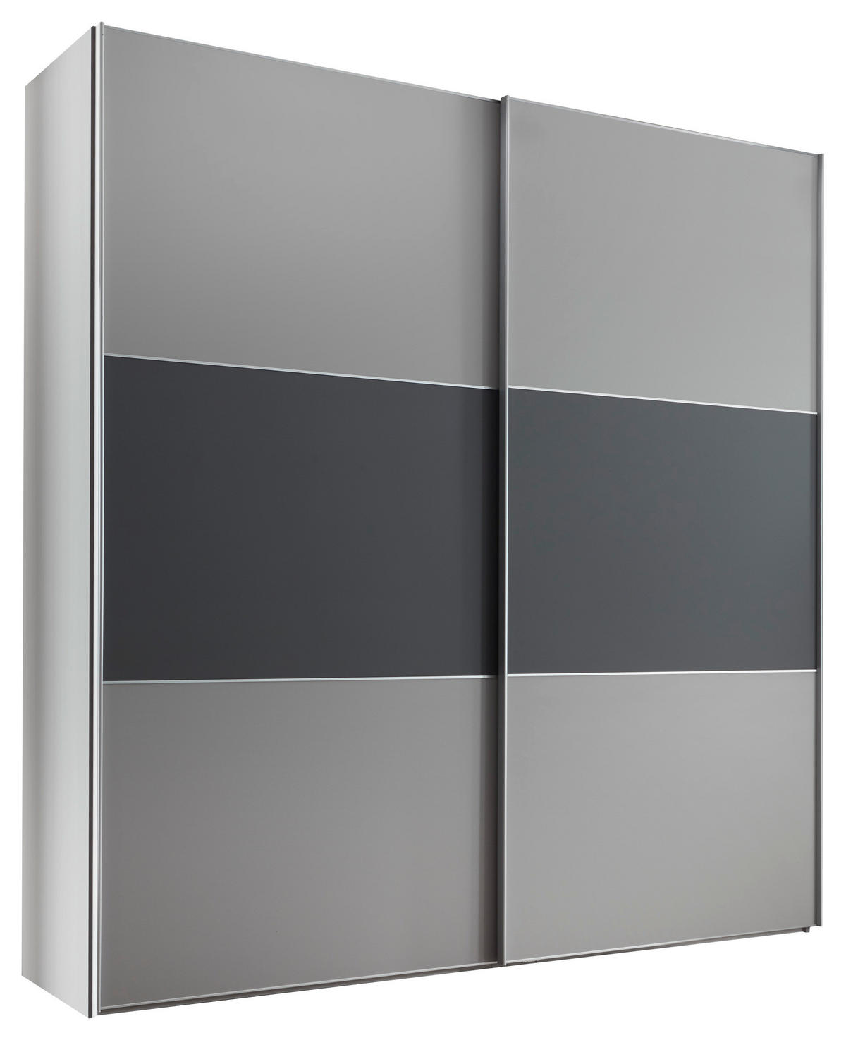 SCHWEBETÜRENSCHRANK in Anthrazit, Hellgrau  - Anthrazit/Hellgrau, Holzwerkstoff/Metall (200/222/68cm) - Moderano