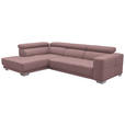 ECKSOFA in Mikrofaser Rosa  - Chromfarben/Rosa, Design, Textil/Metall (207/301cm) - Xora