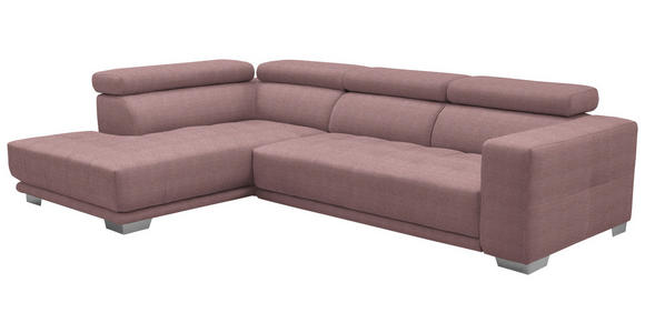 ECKSOFA in Mikrofaser Rosa  - Chromfarben/Rosa, Design, Textil/Metall (207/301cm) - Xora