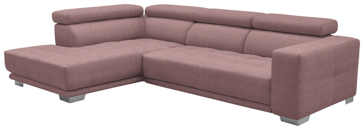 ECKSOFA in Mikrofaser Rosa  - Chromfarben/Rosa, Design, Textil/Metall (207/301cm) - Xora