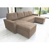 WOHNLANDSCHAFT in Cord Taupe  - Taupe/Schwarz, Design, Kunststoff/Textil (155/294/155cm) - MID.YOU