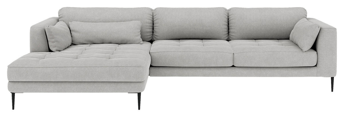 ECKSOFA Struktur Grau  - Schwarz/Grau, Design, Textil/Metall (168/275cm) - Trendmanufaktur
