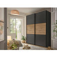 SCHWEBETÜRENSCHRANK  in Dunkelgrau, Eiche Artisan  - Dunkelgrau/Schwarz, KONVENTIONELL, Holzwerkstoff/Metall (167/222/68cm) - Moderano