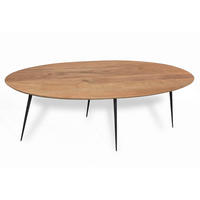 COUCHTISCH Akazie massiv 150/60/45 cm oval Naturfarben, Schwarz  - Schwarz/Naturfarben, Design, Holz/Metall (150/60/45cm) - MID.YOU