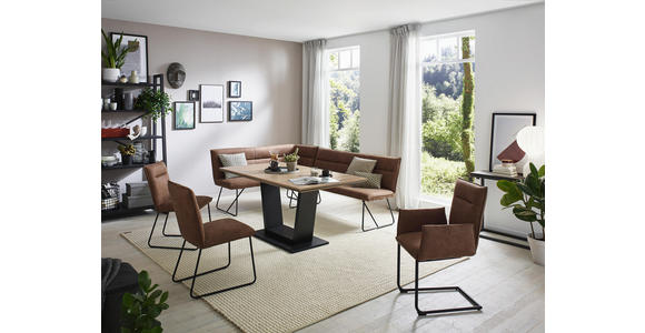 ECKBANK Mikrofaser Schwarz, Schlammfarben - Schlammfarben/Schwarz, Design, Textil/Metall (155/222cm) - Valnatura