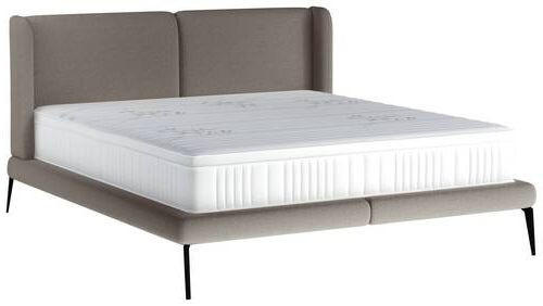 POLSTERBETT gepolstertes Kopfteil 180/200 cm  in Hellgrau  - Hellgrau/Schwarz, MODERN, Textil/Metall (180/200cm) - Livetastic