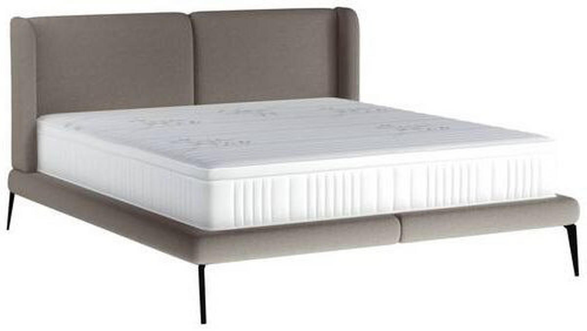 POLSTERBETT 180/200 cm  in Hellgrau  - Hellgrau/Schwarz, Modern, Textil/Metall (180/200cm) - Livetastic