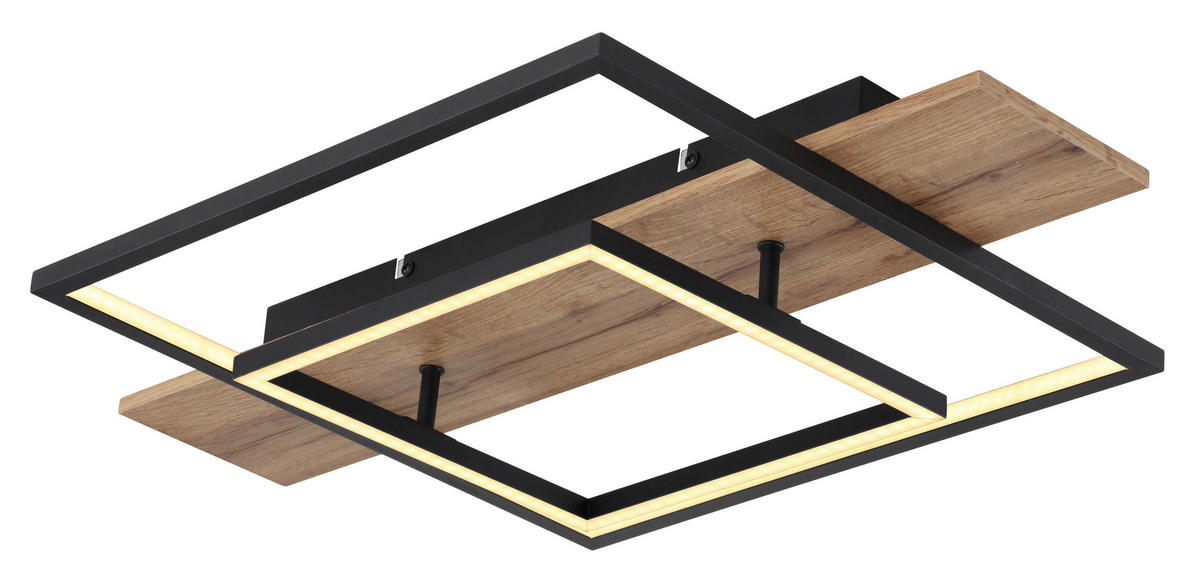 DECKENLEUCHTE 24 W    60/40/10 cm  - Opal/Schwarz, Trend, Holzwerkstoff/Kunststoff (60/40/10cm) - Globo