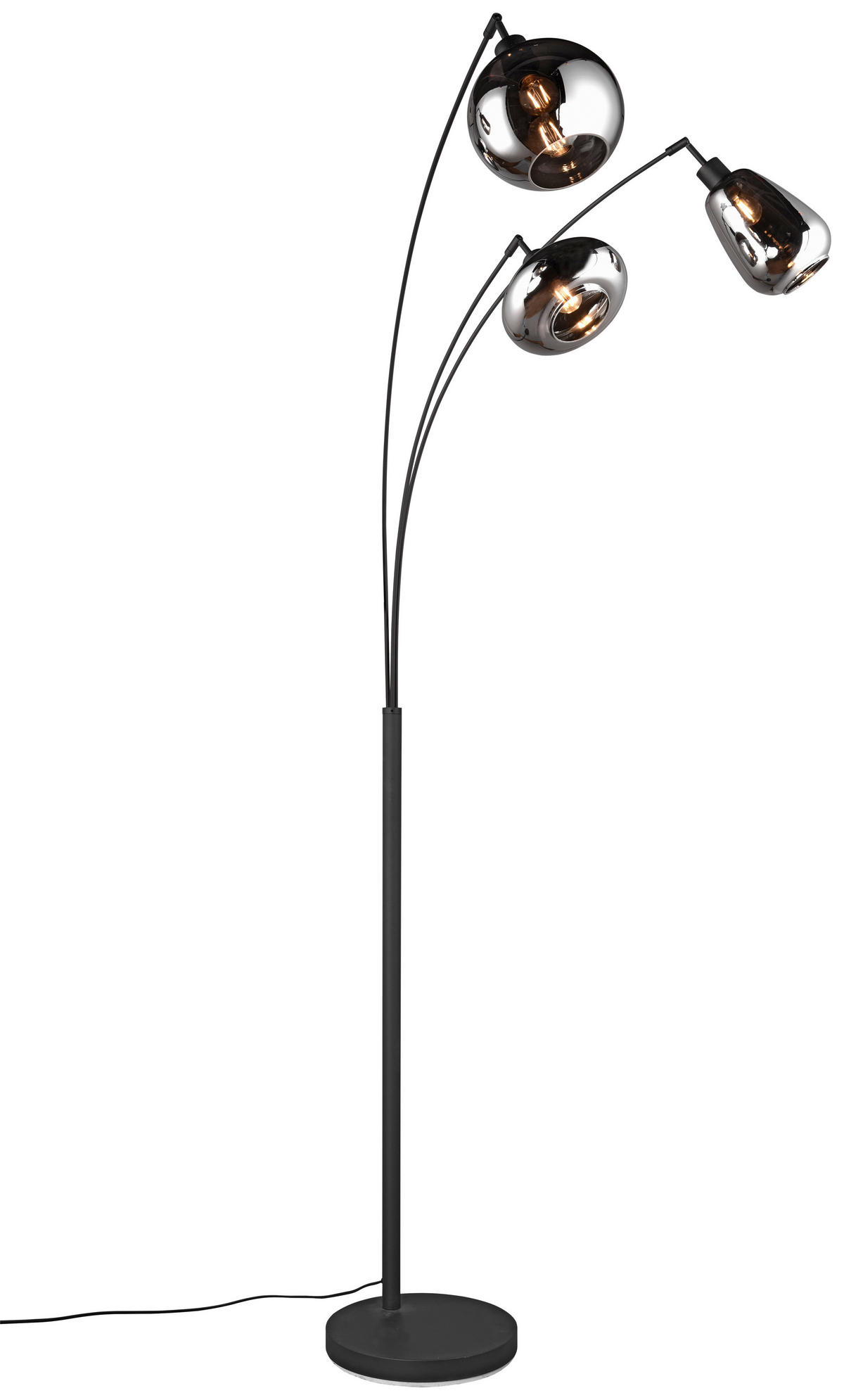 STEHLEUCHTE - Chromfarben/Schwarz, Konventionell, Glas/Metall (200/30/71cm) - Trio Leuchten