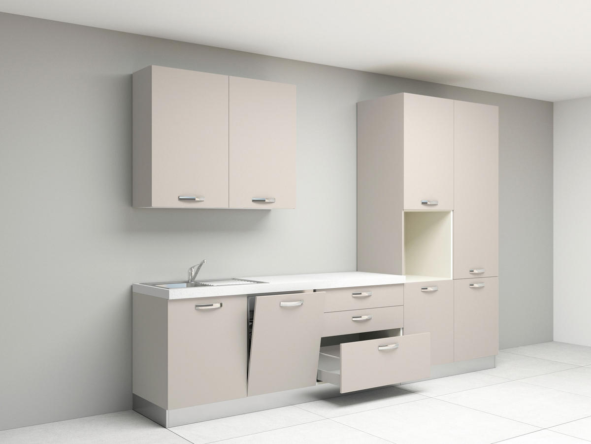 BLOK KUHINJA BEZ APARATA  sivo-bijela  - sivo-bijela/magnolija, Basics, drvni materijal/metal (330cm)