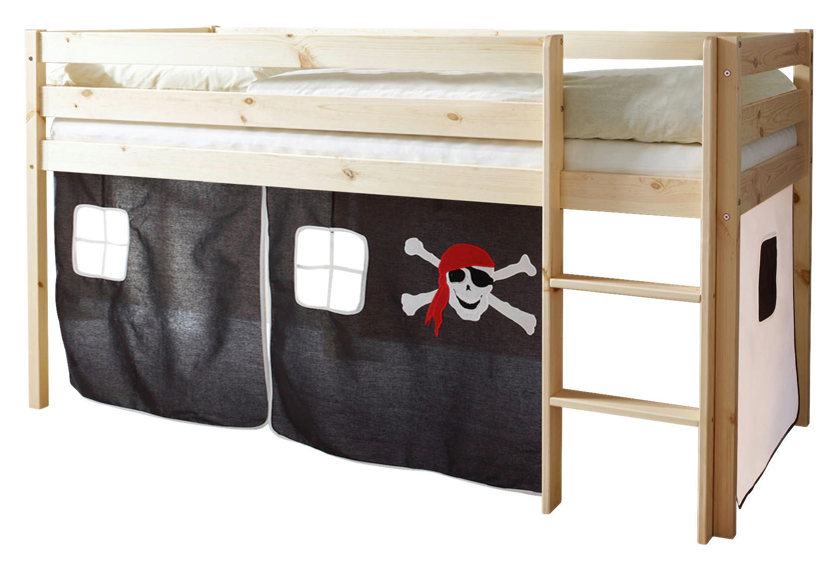 MID.YOU VYSOKÁ POSTEL, 90/200 cm černá, bílá, barvy borovice