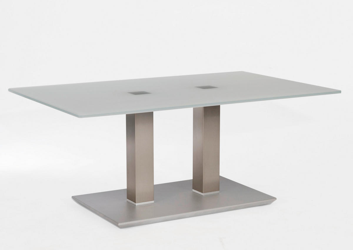 COUCHTISCH ESG, Optiwhite 110/70/46-65 cm rechteckig Edelstahlfarben, Nickelfarben  - Edelstahlfarben/Nickelfarben, Design, Glas/Metall (110/70/46-65cm)
