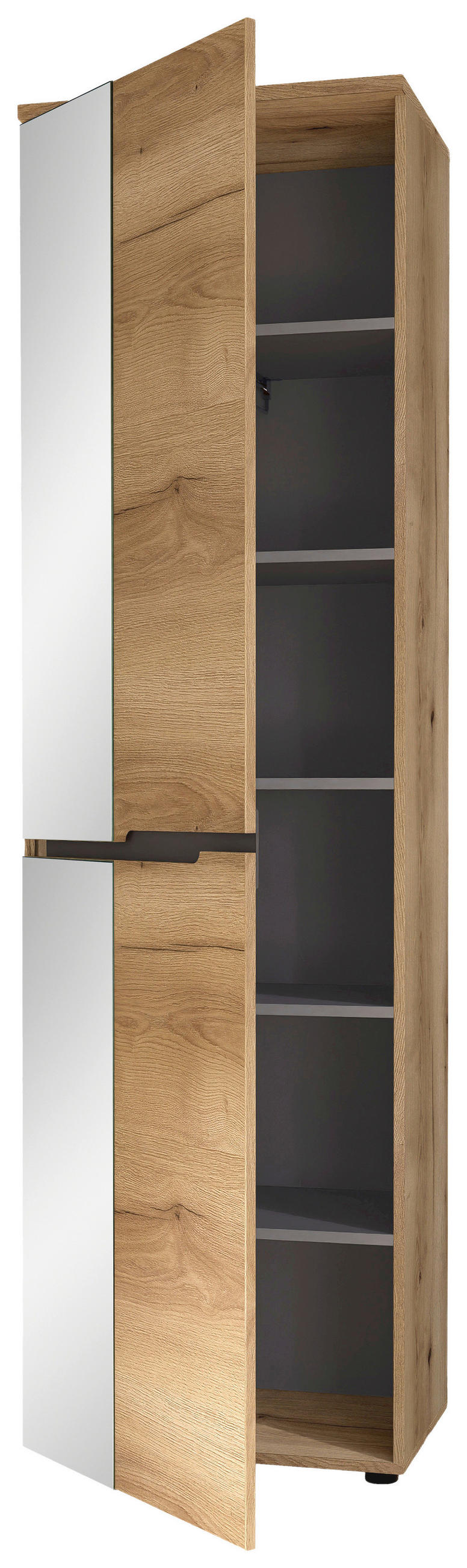 GARDEROBENSCHRANK  in 55/192/38 cm  - Eichefarben/Schwarz, KONVENTIONELL, Glas/Holzwerkstoff (55/192/38cm) - Xora