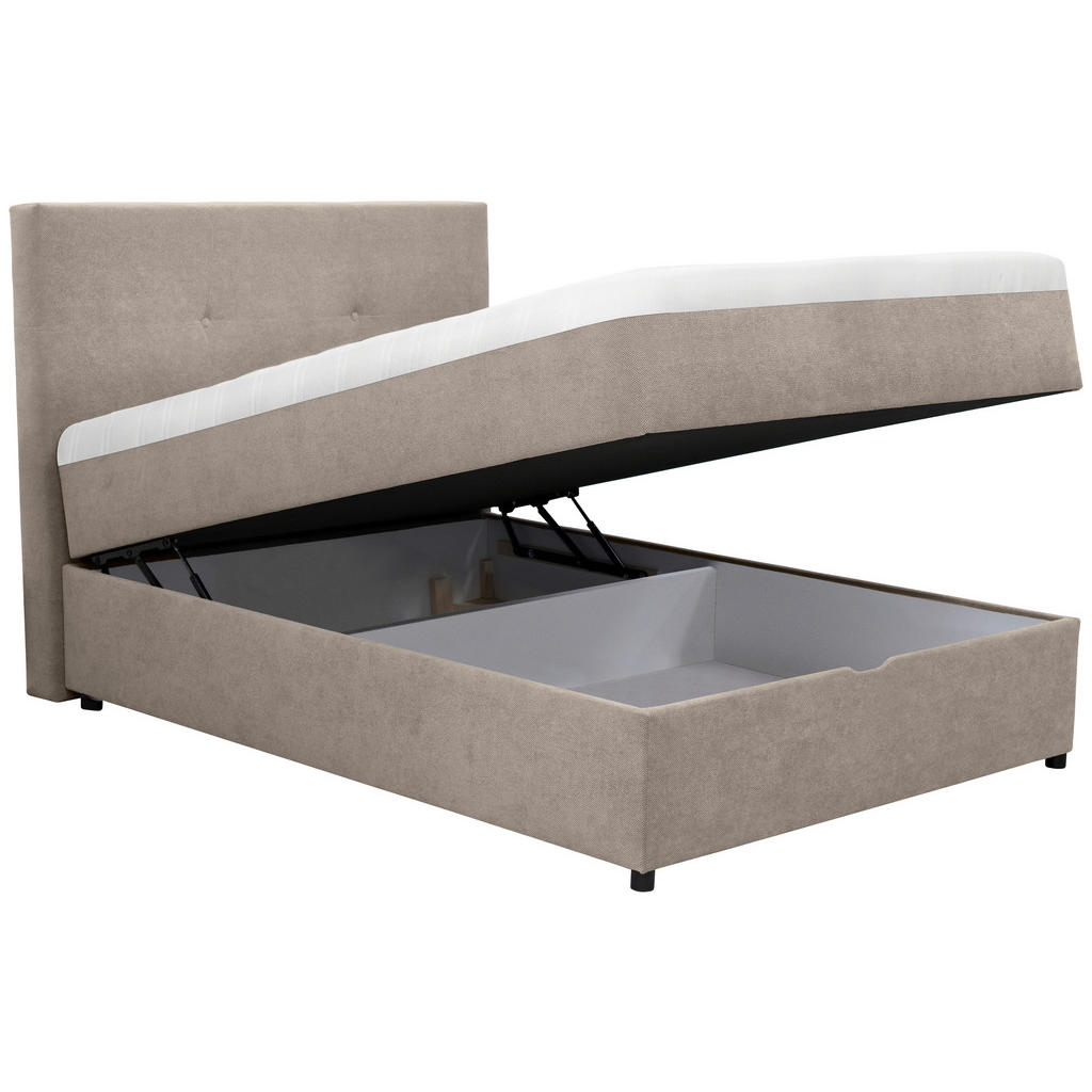 Thumbnail - Carryhome Boxbett, Grau, Textil, H3, Höhe ca. 20 cm, 120x200 cm, gepolstertes Kopfteil, Schlafzimmer, Betten, Boxspringb...