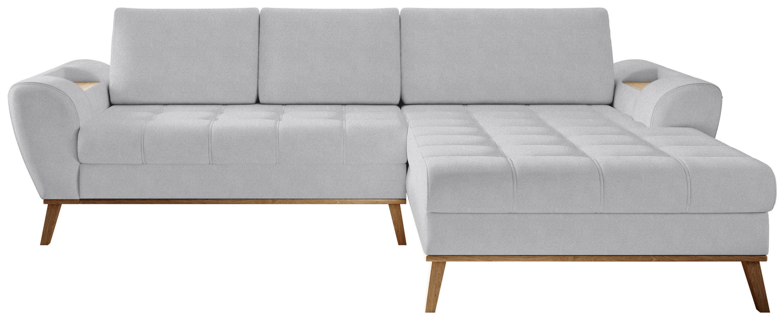 ECKSOFA in Webstoff Silberfarben  - Eichefarben/Silberfarben, Design, Holz/Textil (282/175cm) - Carryhome