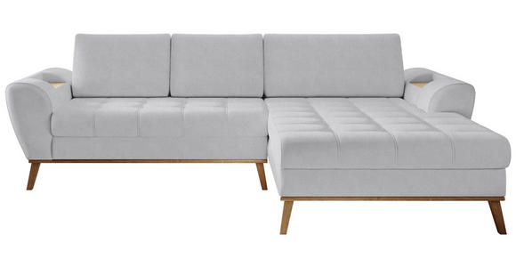 ECKSOFA in Webstoff Silberfarben  - Eichefarben/Silberfarben, Design, Holz/Textil (282/175cm) - Carryhome