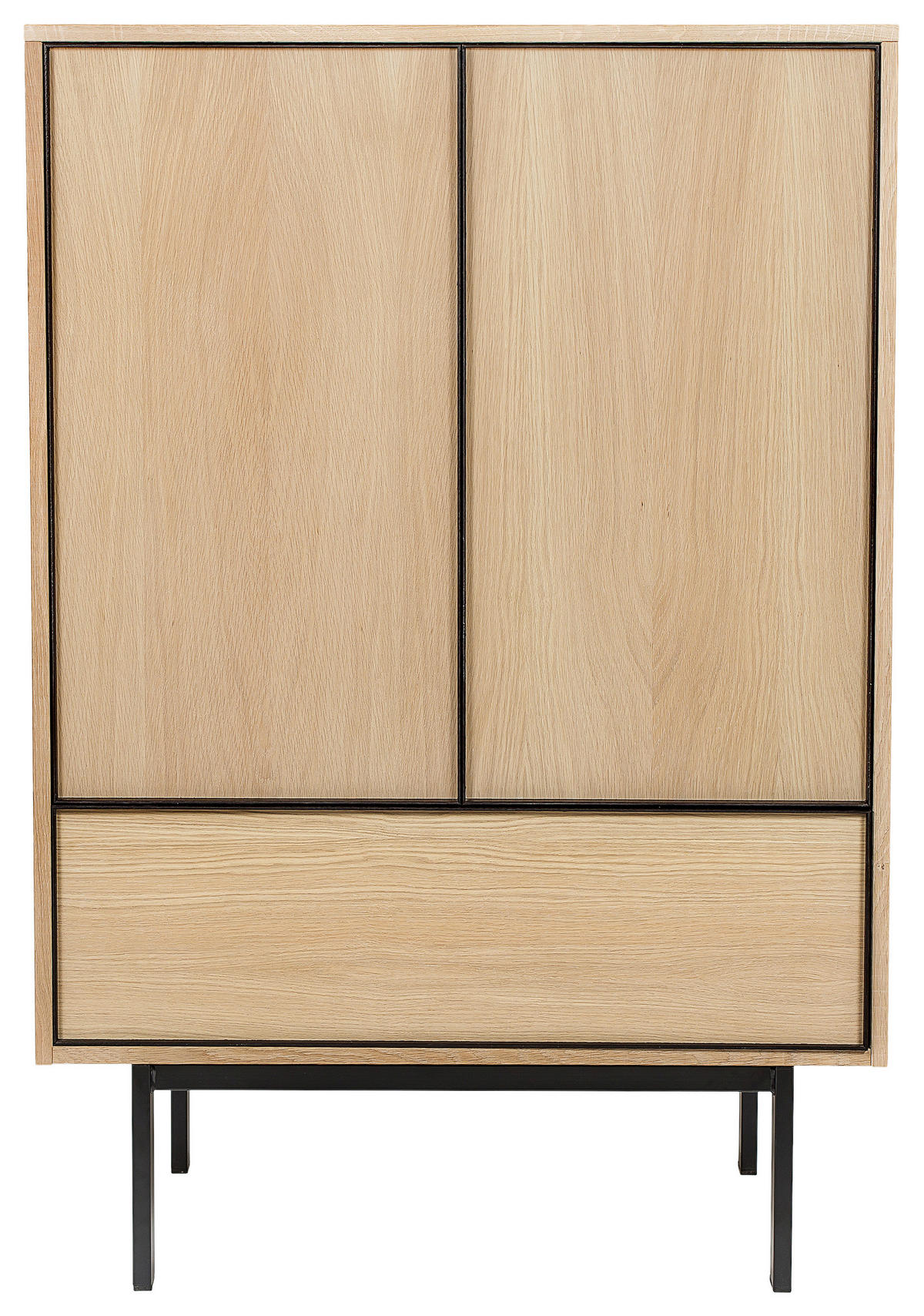 HIGHBOARD  in 90/135/45 cm  - Eichefarben/Schwarz, Design, Holz/Metall (90/135/45cm) - MID.YOU