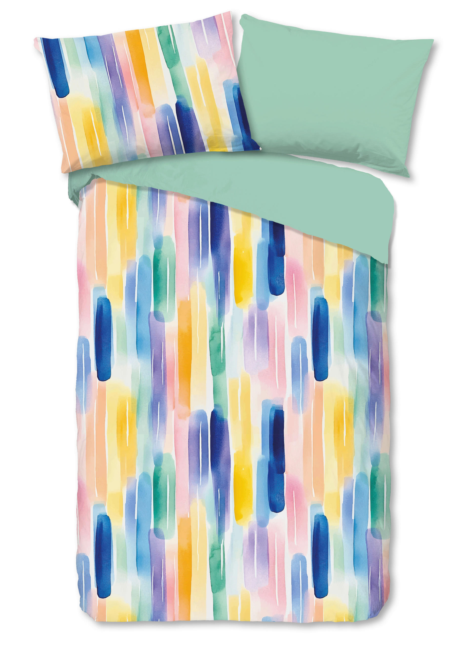WENDEBETTWÄSCHE 2-teilig Good Morning Renforcé 140/200 cm  - Blau/Gelb, Basics, Textil (140/200cm)