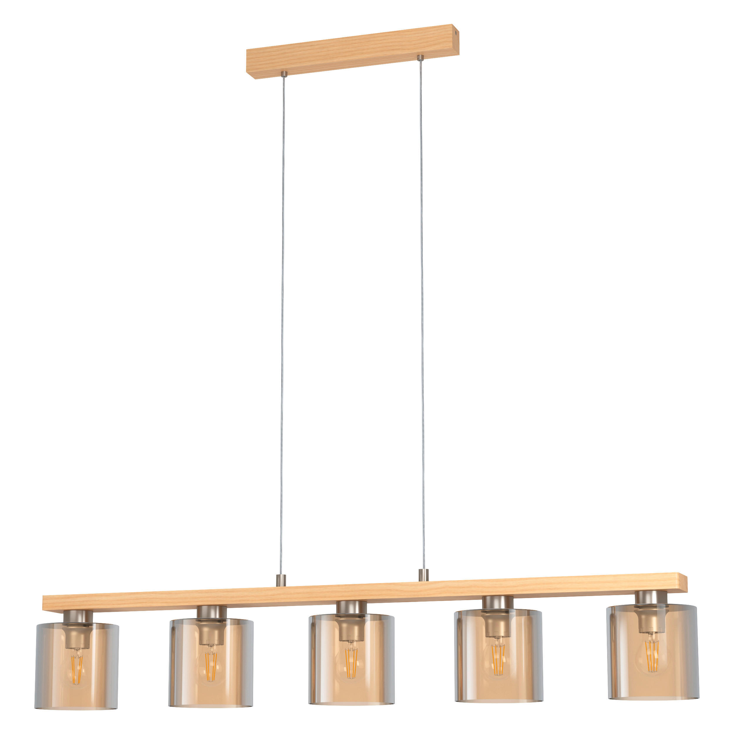 HÄNGELEUCHTE 121/15/110 cm  - Hellbraun/Nickelfarben, Design, Glas/Holz (121/15/110cm)