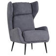 OHRENSESSEL Flachgewebe Dunkelgrau  - Dunkelgrau/Schwarz, KONVENTIONELL, Textil/Metall (75/111/83cm) - Carryhome